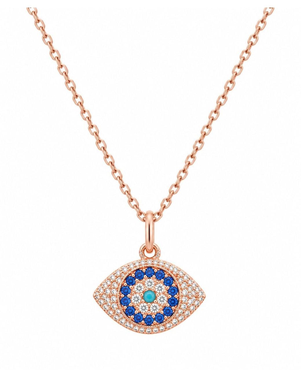 Seven Saints Metallic Evil Eye Pave Amulet Necklace