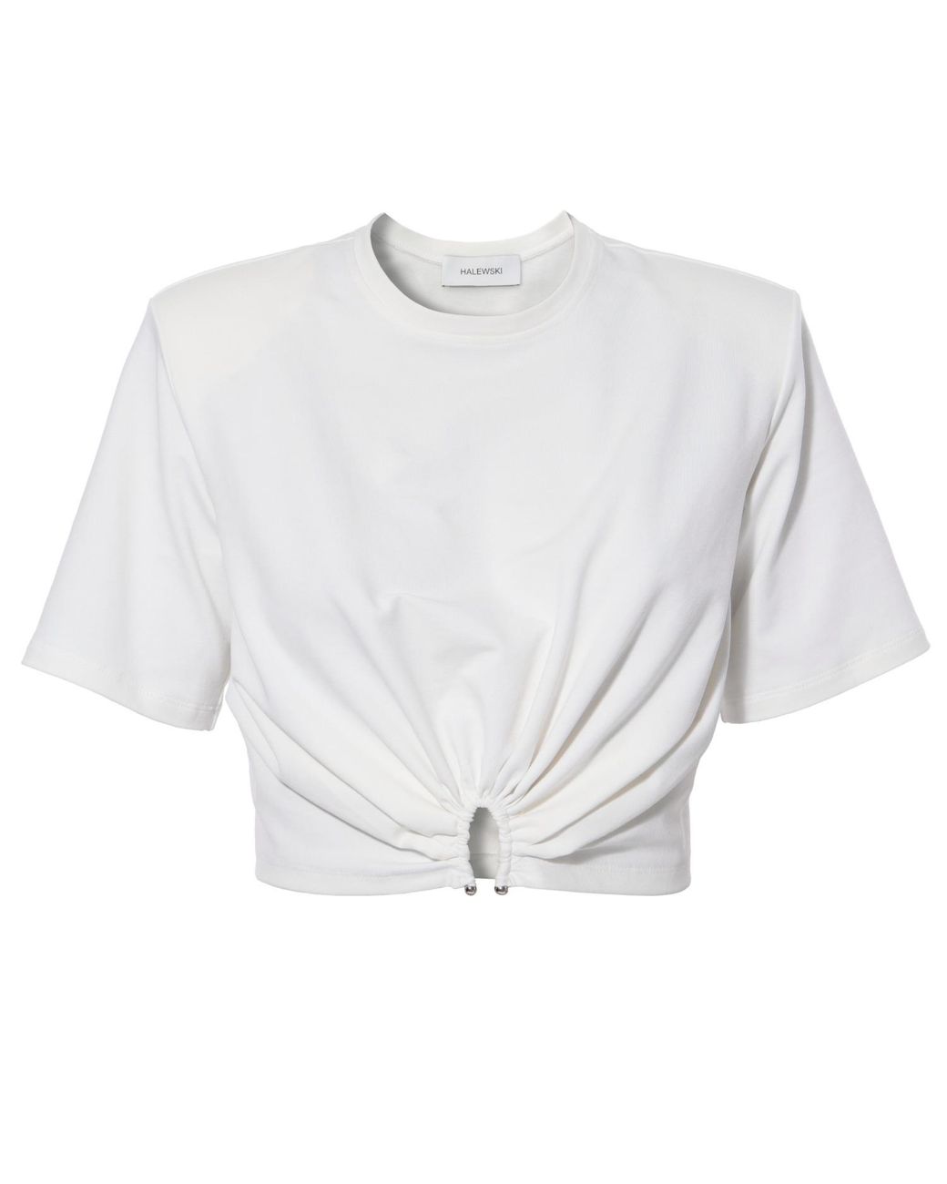AGGI by HALEWSKI White Krisa Off Smocked Crop Top