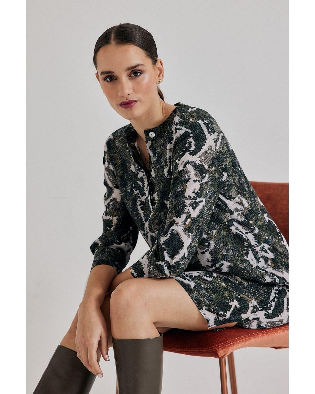 Lindsay Nicholas New York Green Silk Shirt Dress