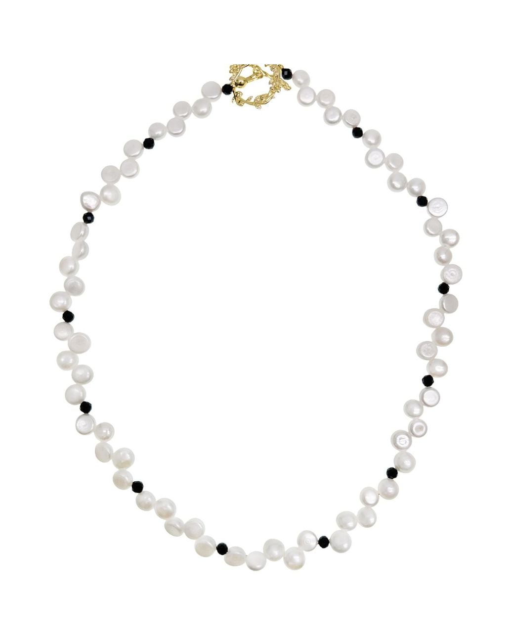 Farra Metallic Flower Petal Pearls With Gemstone Necklace