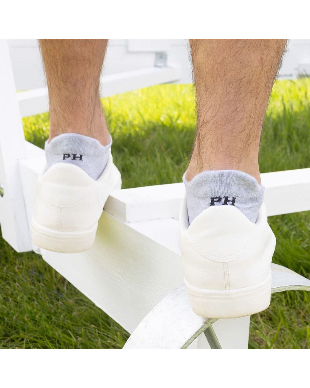 Peper Harow - Made in England Gray Organic Trainer Sport Socks – for men