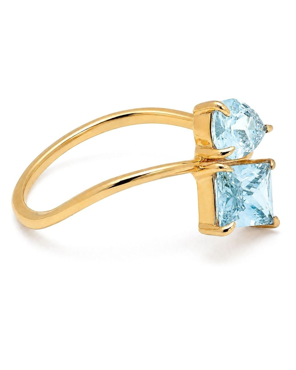Belinda Jewelz Blue Aquamarine Wavy Toi Et Moi Birthstone Ring