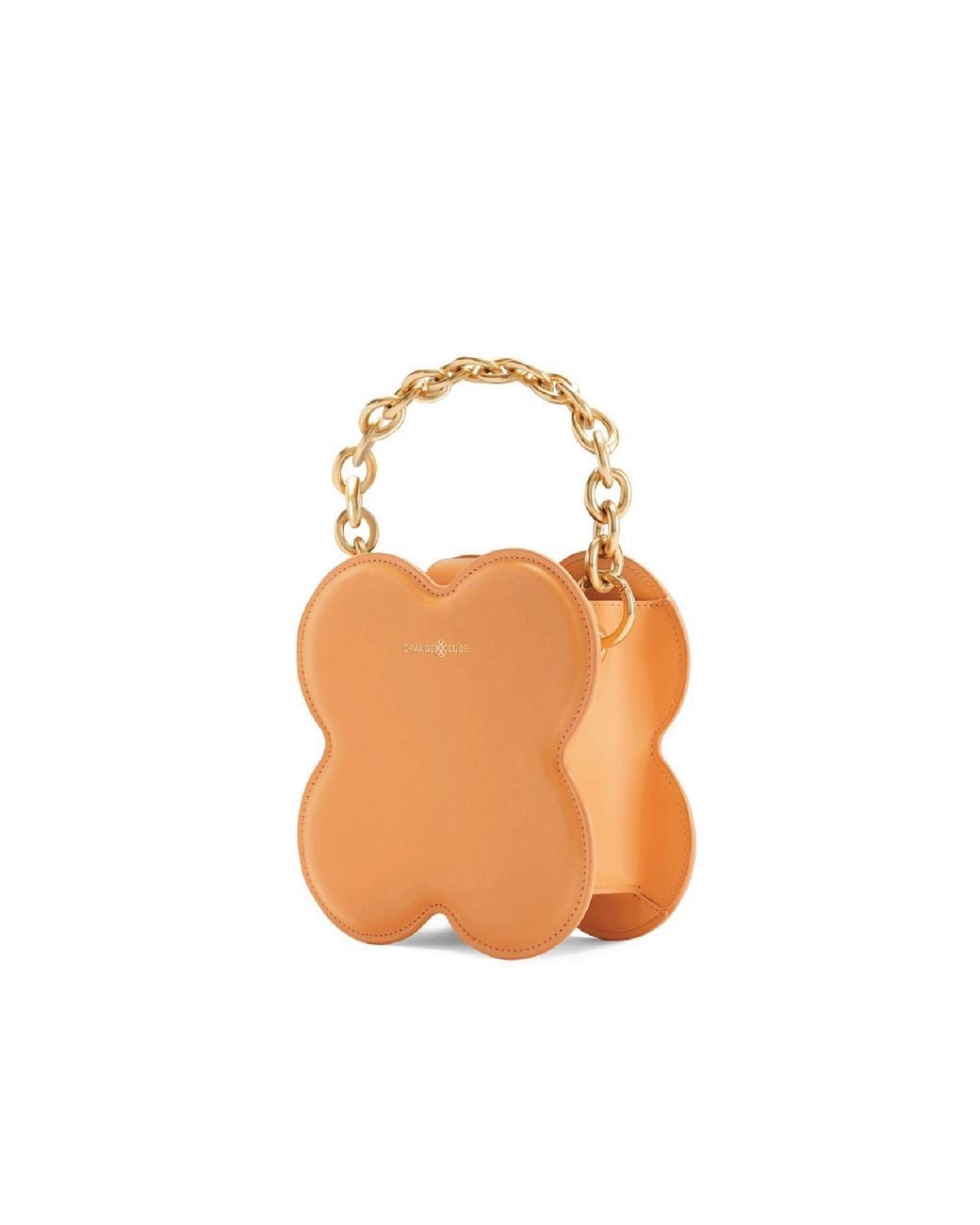 Orange Cube White Large Lucky Clover Handbag