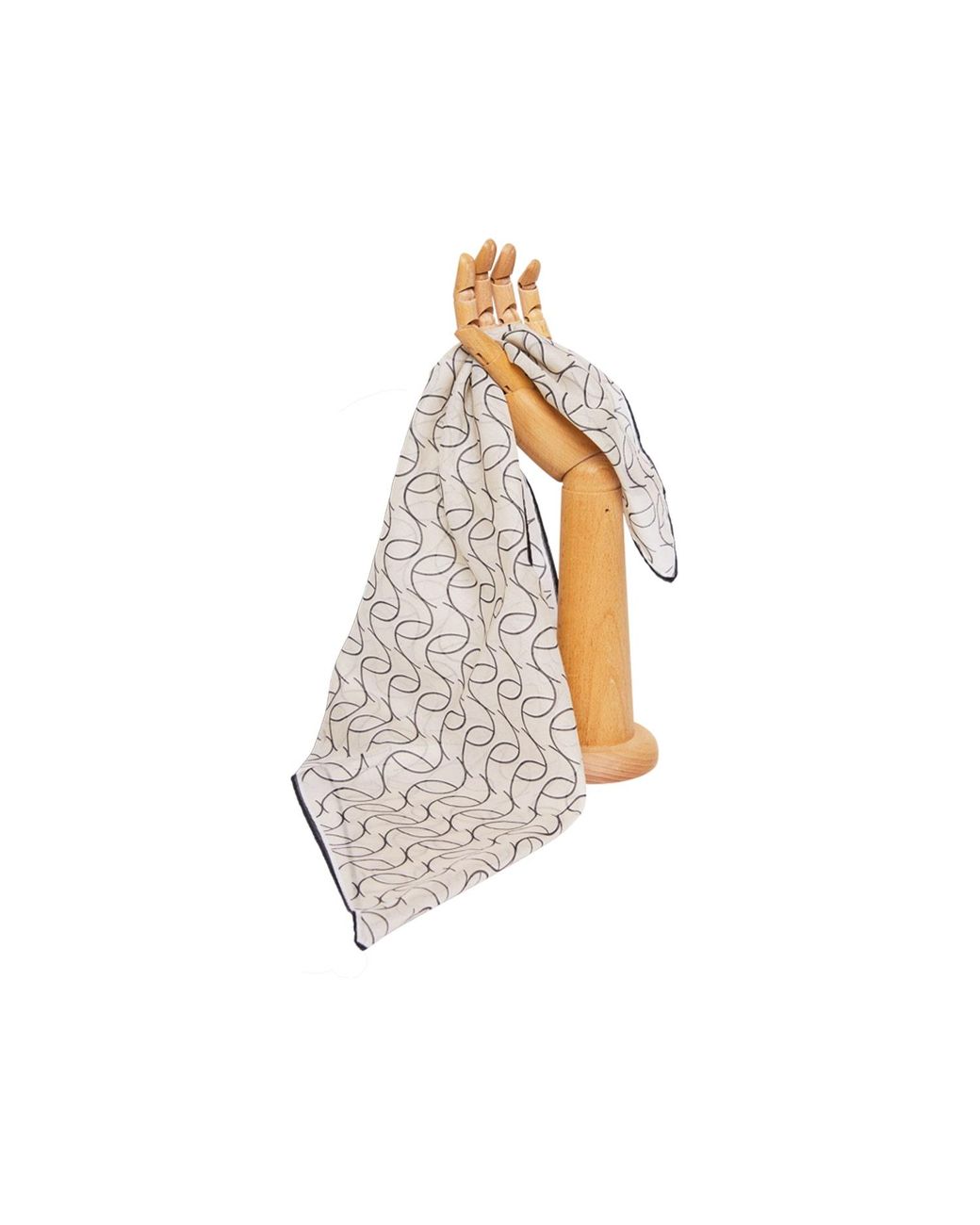 Ana Maison White Sophisticated Line Work Handkerchief