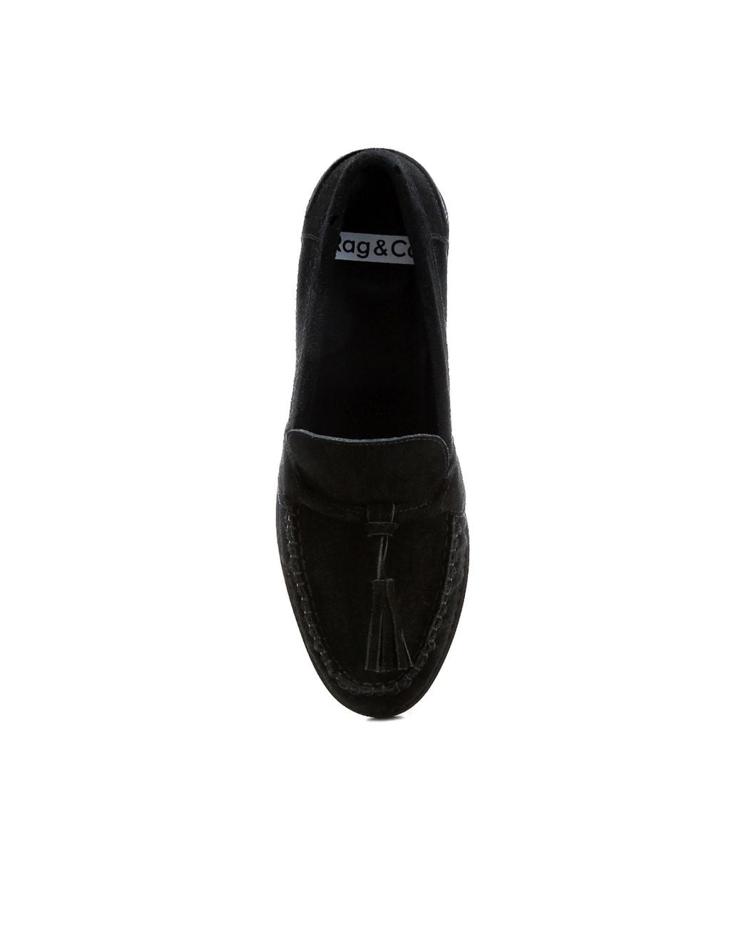 Rag & Co Black Rhone Tassels Detail Genuine Suede Loafers