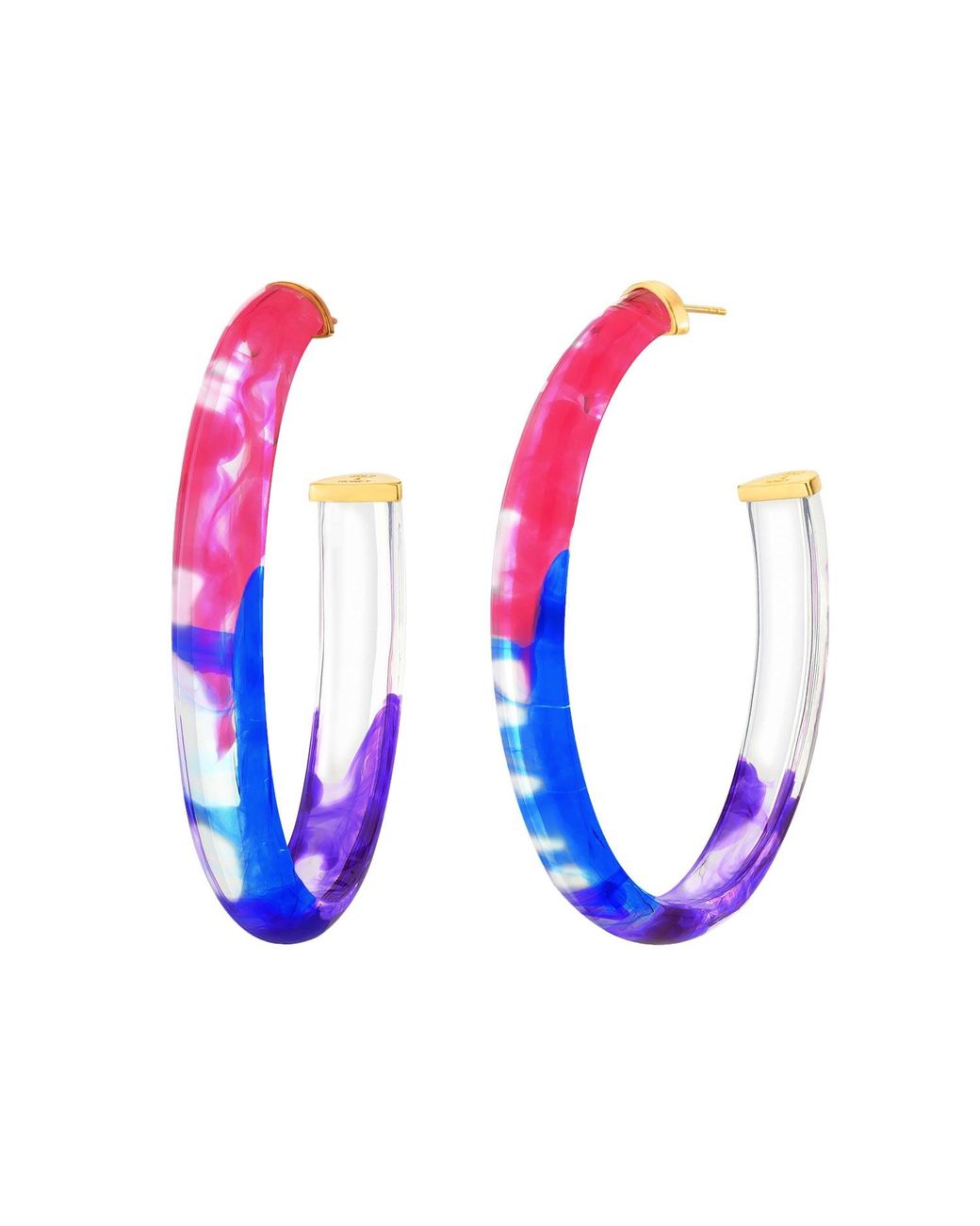 Gold & Honey Blue Cotton Candy Tie Dye Hoops