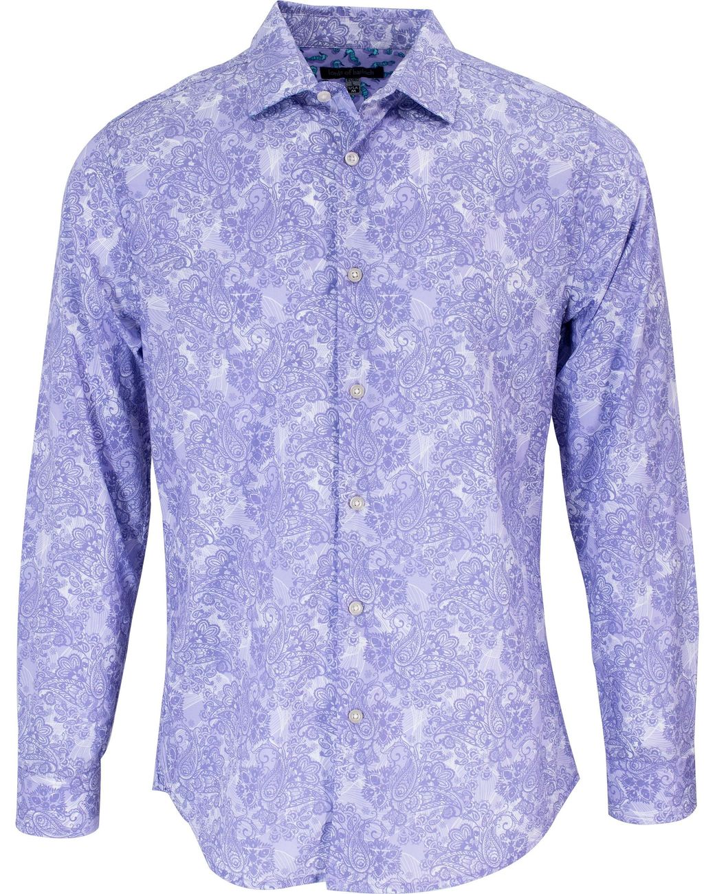 Lords of Harlech Blue Nigel Paisley Wave Shirt In Lavender for men