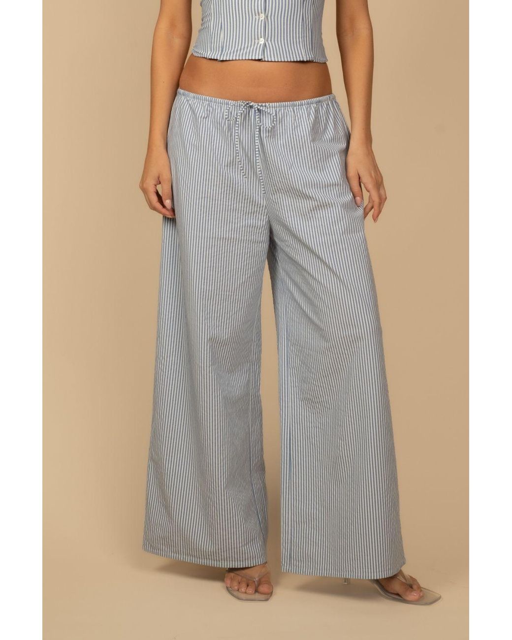 Montce Blue Classic Stripe Drawstring Wide-Leg Pant