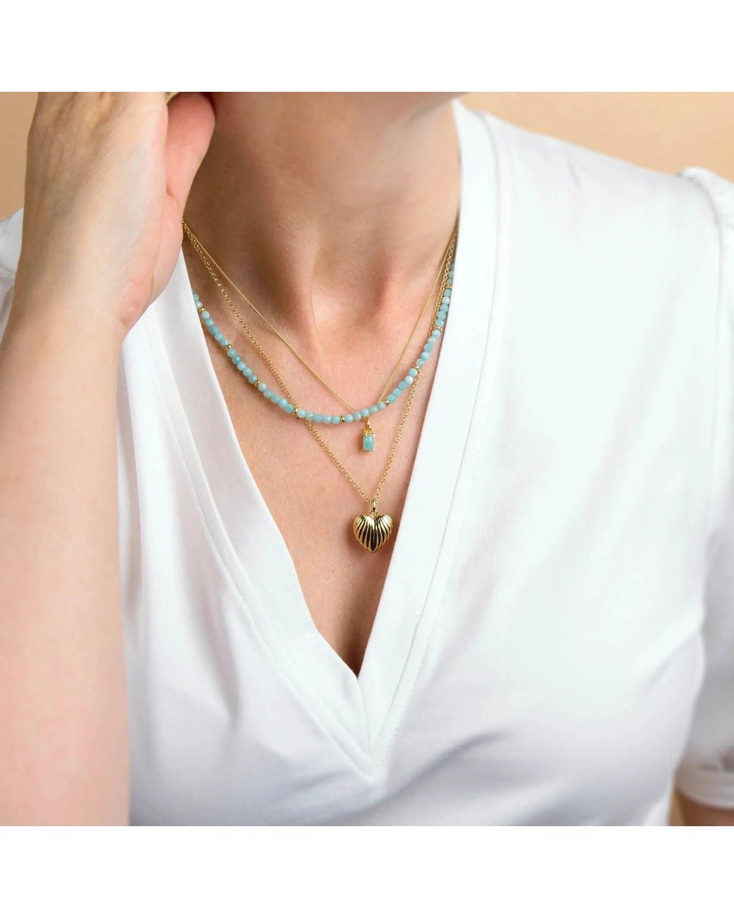 Nellou Jewellery Metallic Amazonite Orbit Necklace