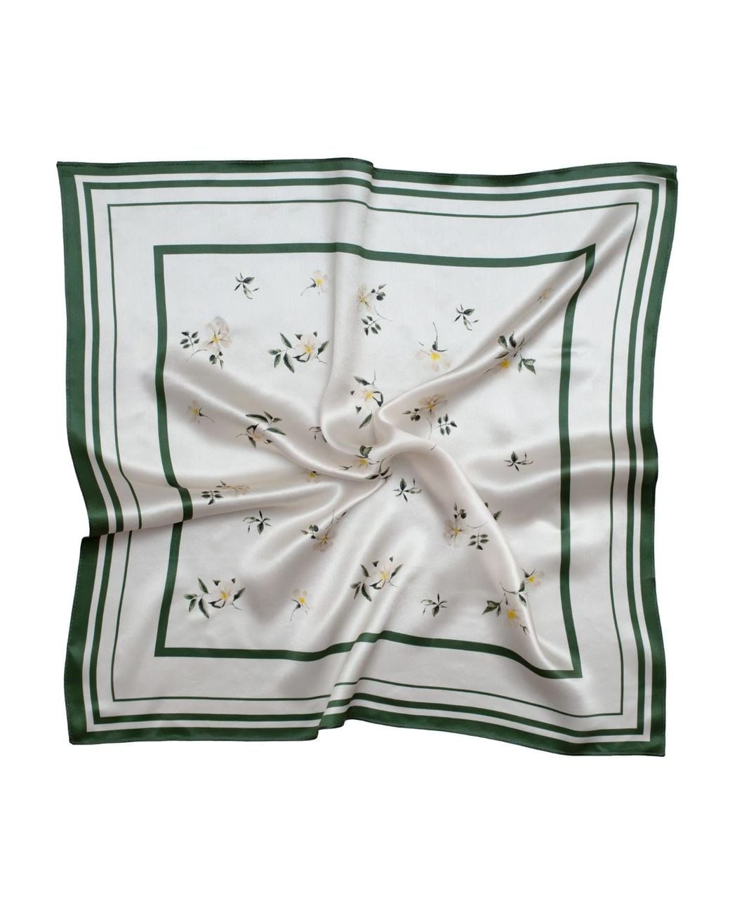 RainSisters Metallic Small Floral Print Natural Silk Scarf
