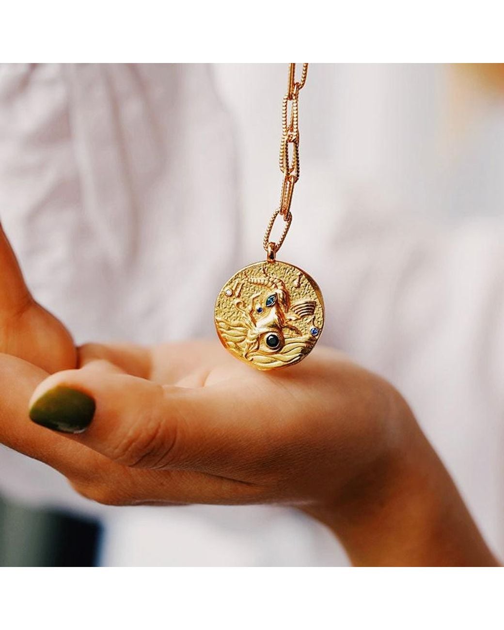 Aurozia Metallic Constellations Capricorn Double-Sided Coin Necklace