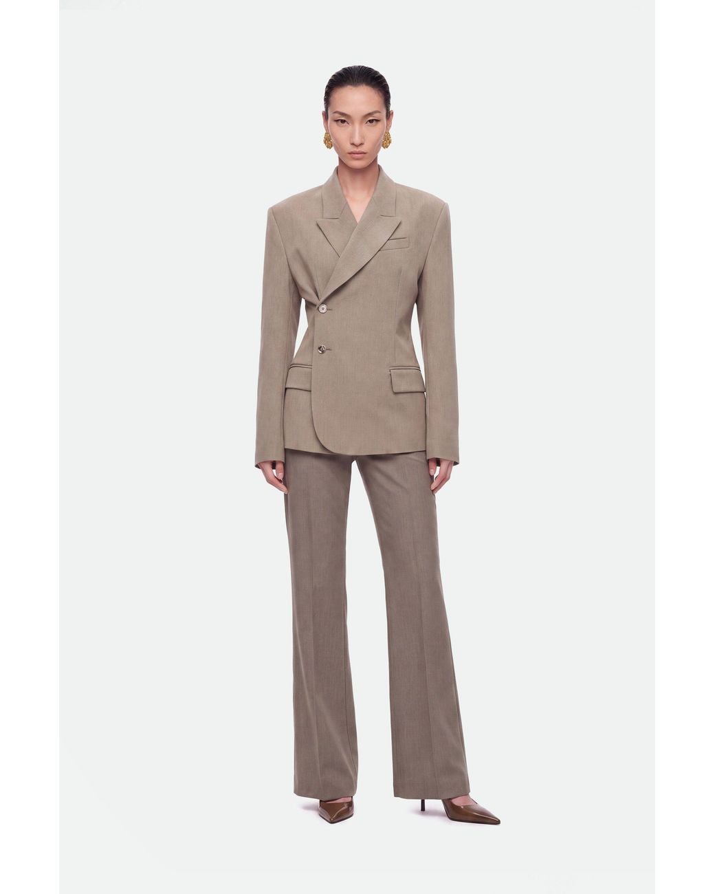Nocturne Natural Asymmetric Double-Breasted Blazer