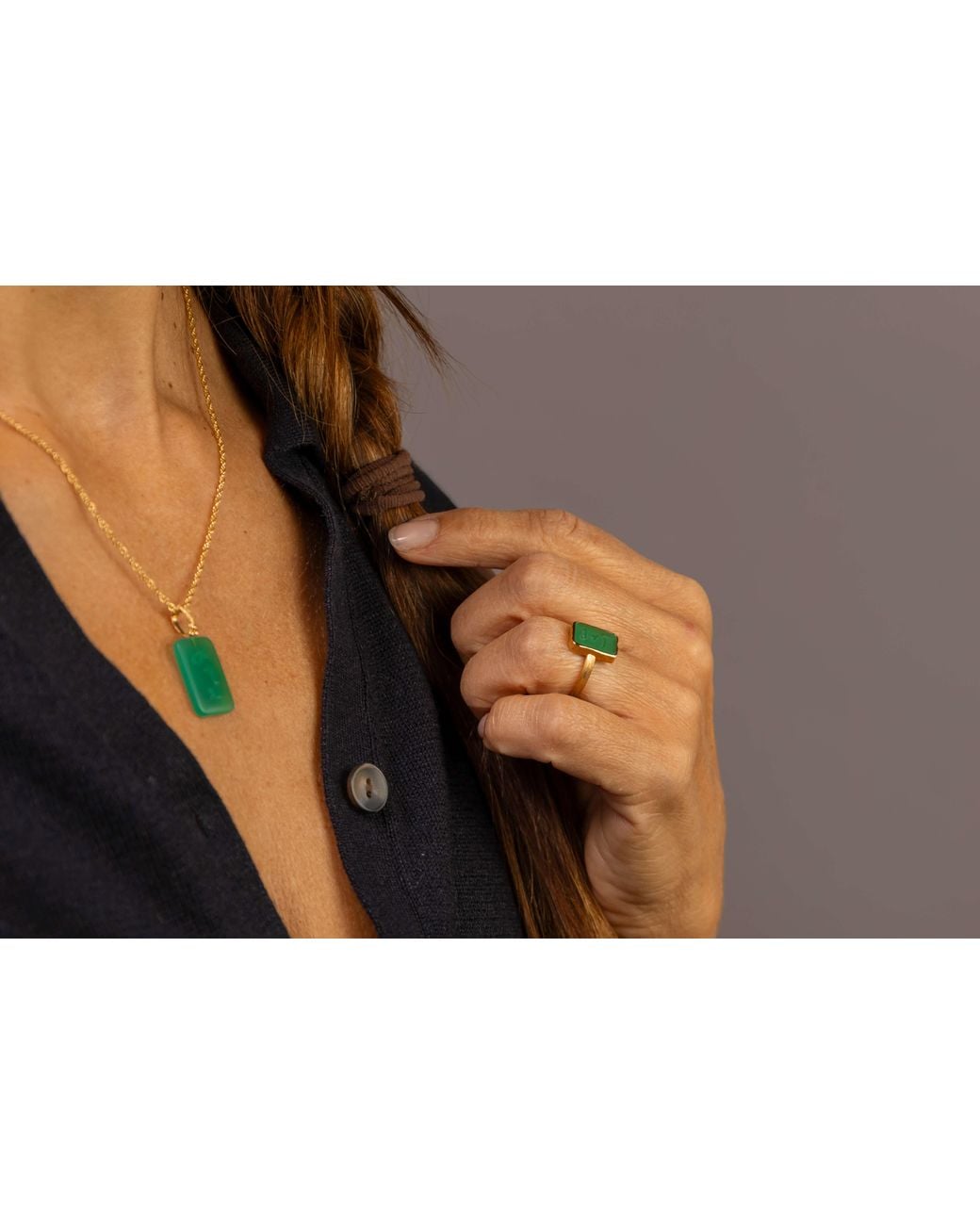 Claire Hill Designs Green Know Your Worth Chalcedony Ring