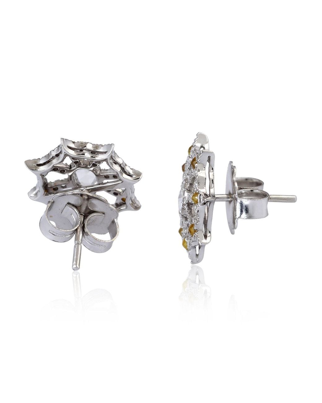 Artisan Metallic 18K Ice Diamond & Diamond Starburst Stud Earrings