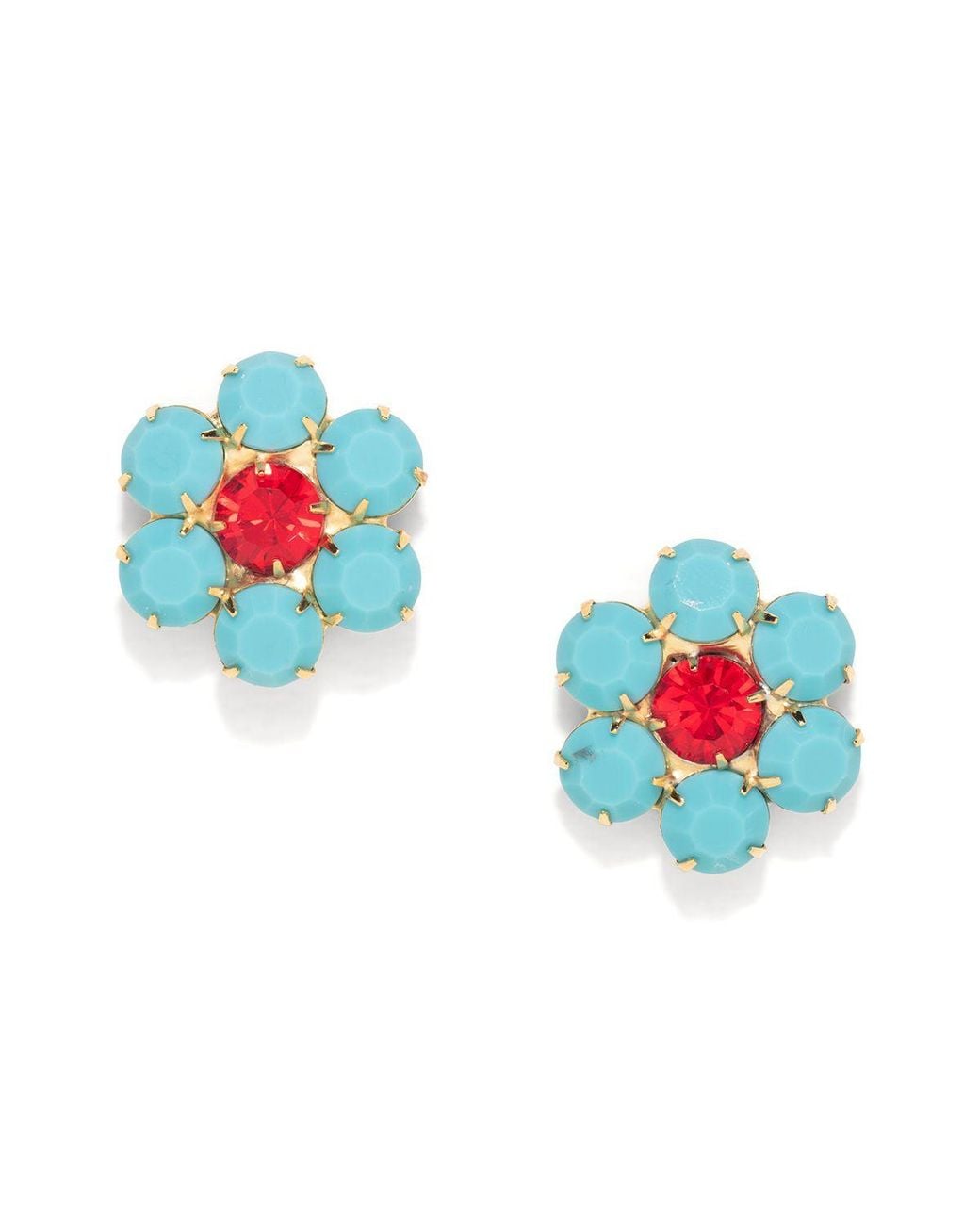 The Pink Reef Blue Handcrafted Floral Crystal Studs