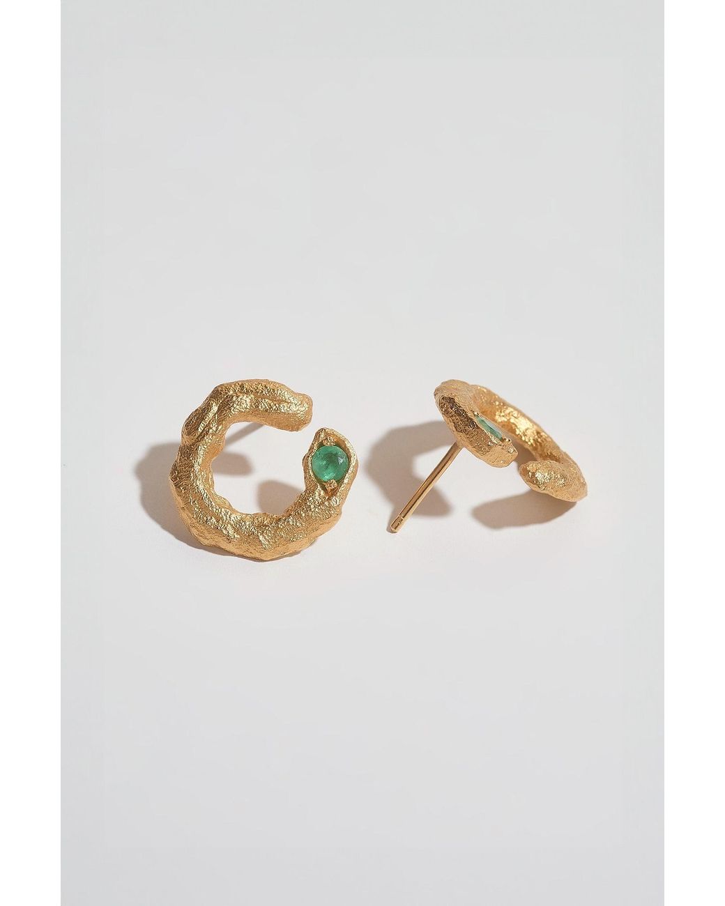Claire Hill Designs Metallic Emerald Asymmetric Branch Earrings