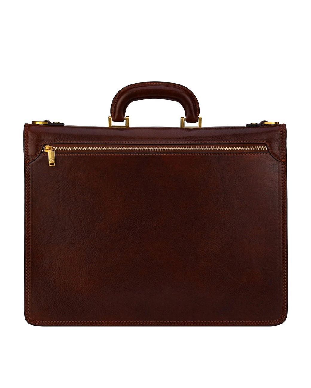 Time Resistance Brown Leather Briefcase for men
