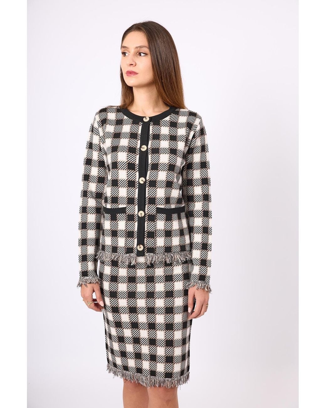 Peraluna Black Diana Plaid Knit Jacket