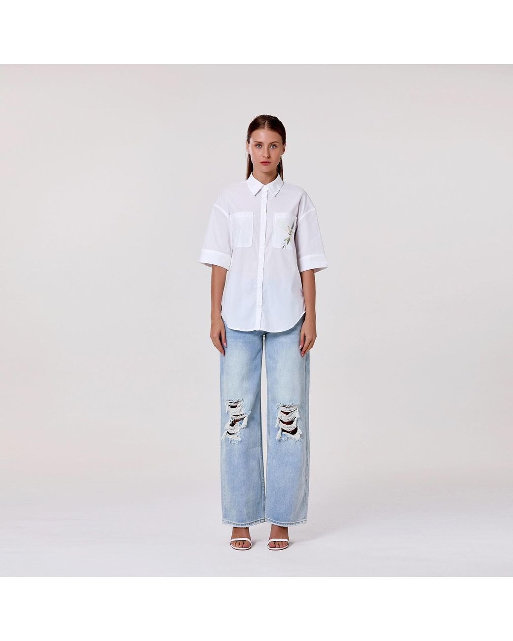 Smart and Joy Gray Stretch Cotton Shirt