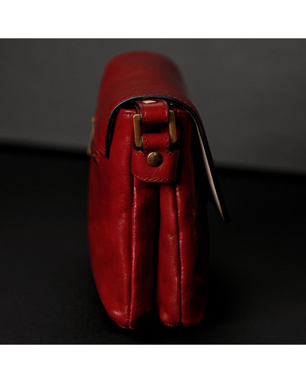 Time Resistance Red Leather Cross Body Bag For