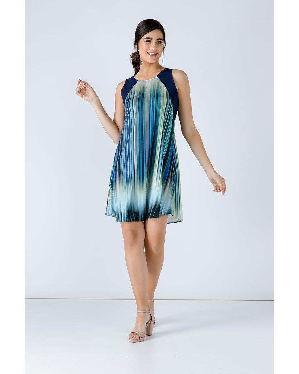 Conquista Green Striped Dress