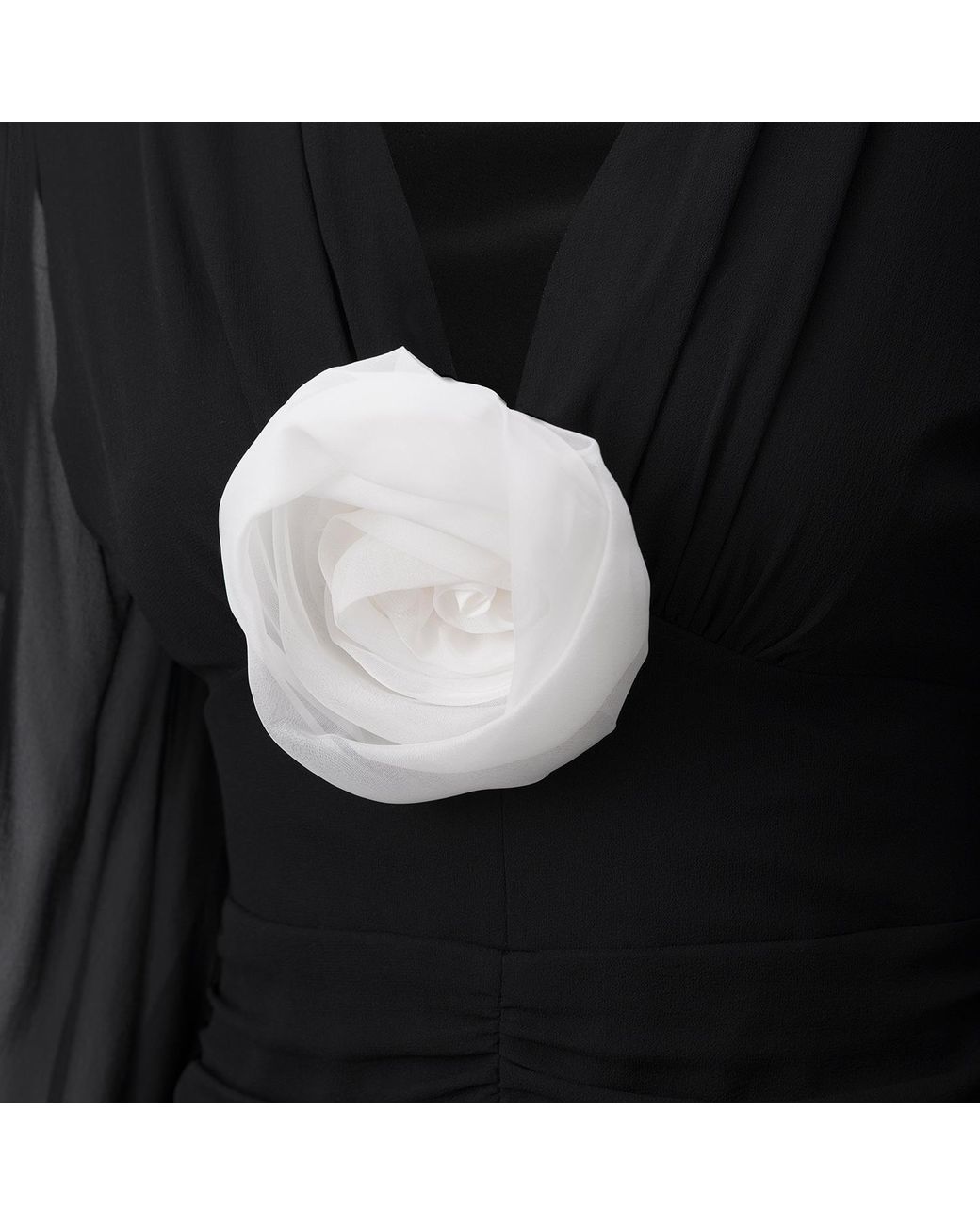 Lita Couture Black Ample-Sleeve Georgette Silk Top