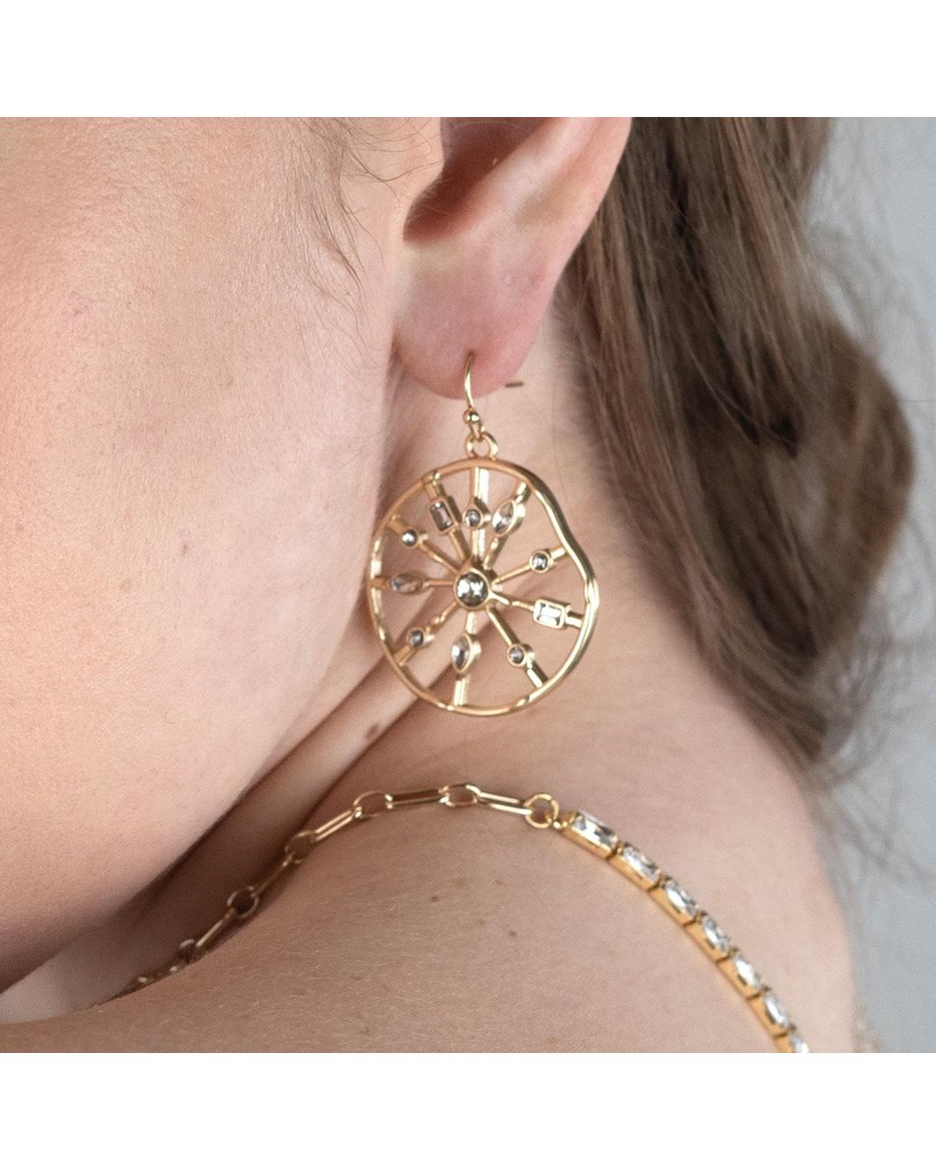 Rare Matters Jewelry Metallic Sunbeam Wheel Earrings