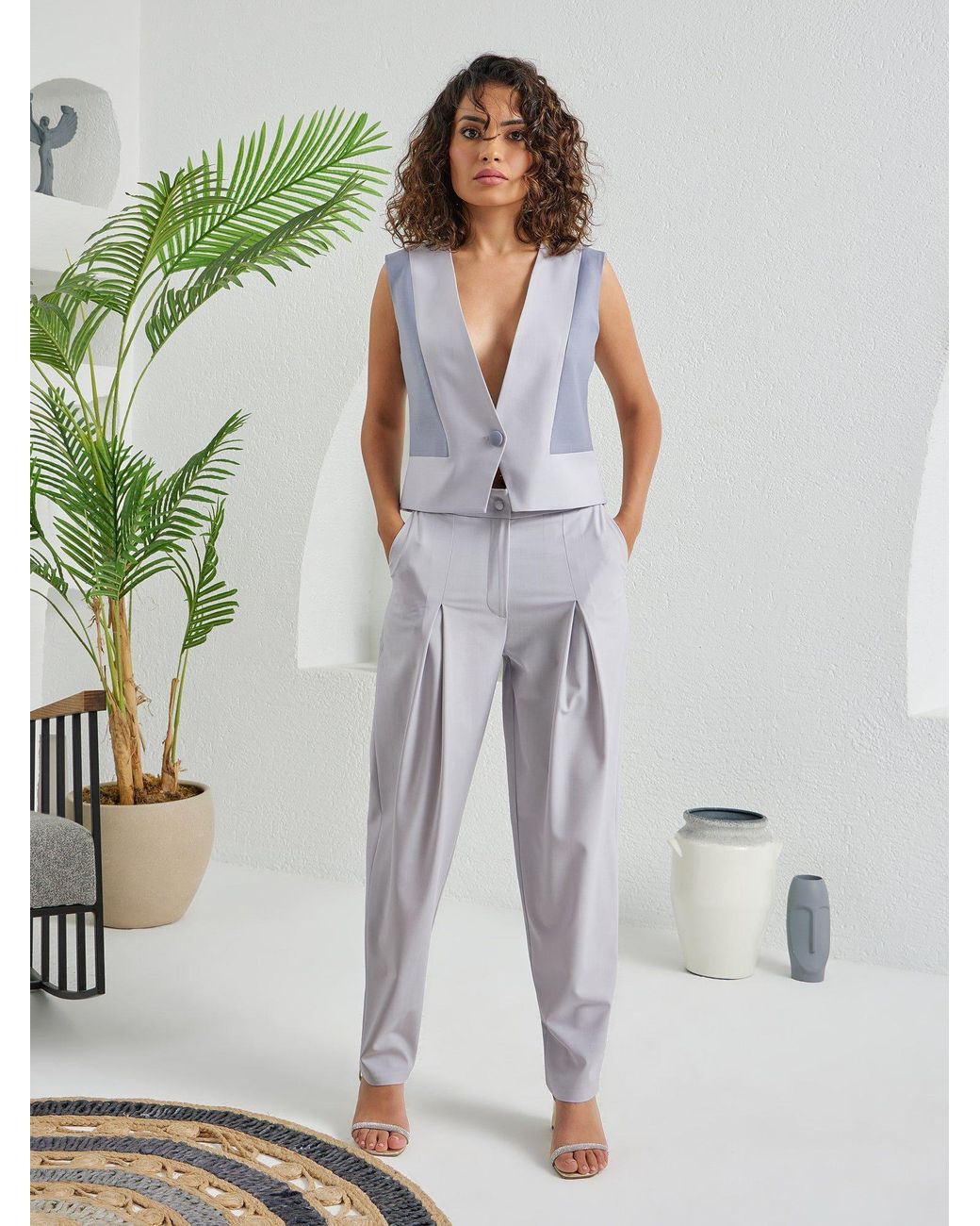 Lumina Eligma Purple V Button Vest