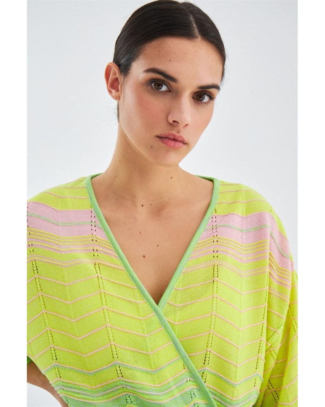 Peraluna Green Sakura Knit Kimono