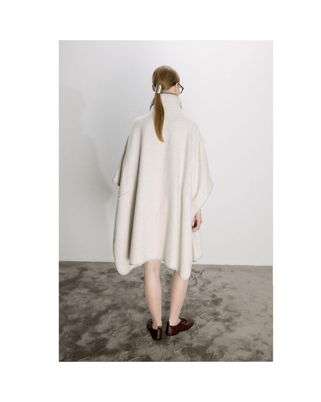 NAZLI CEREN Gray Jarine Wool Blend Poncho