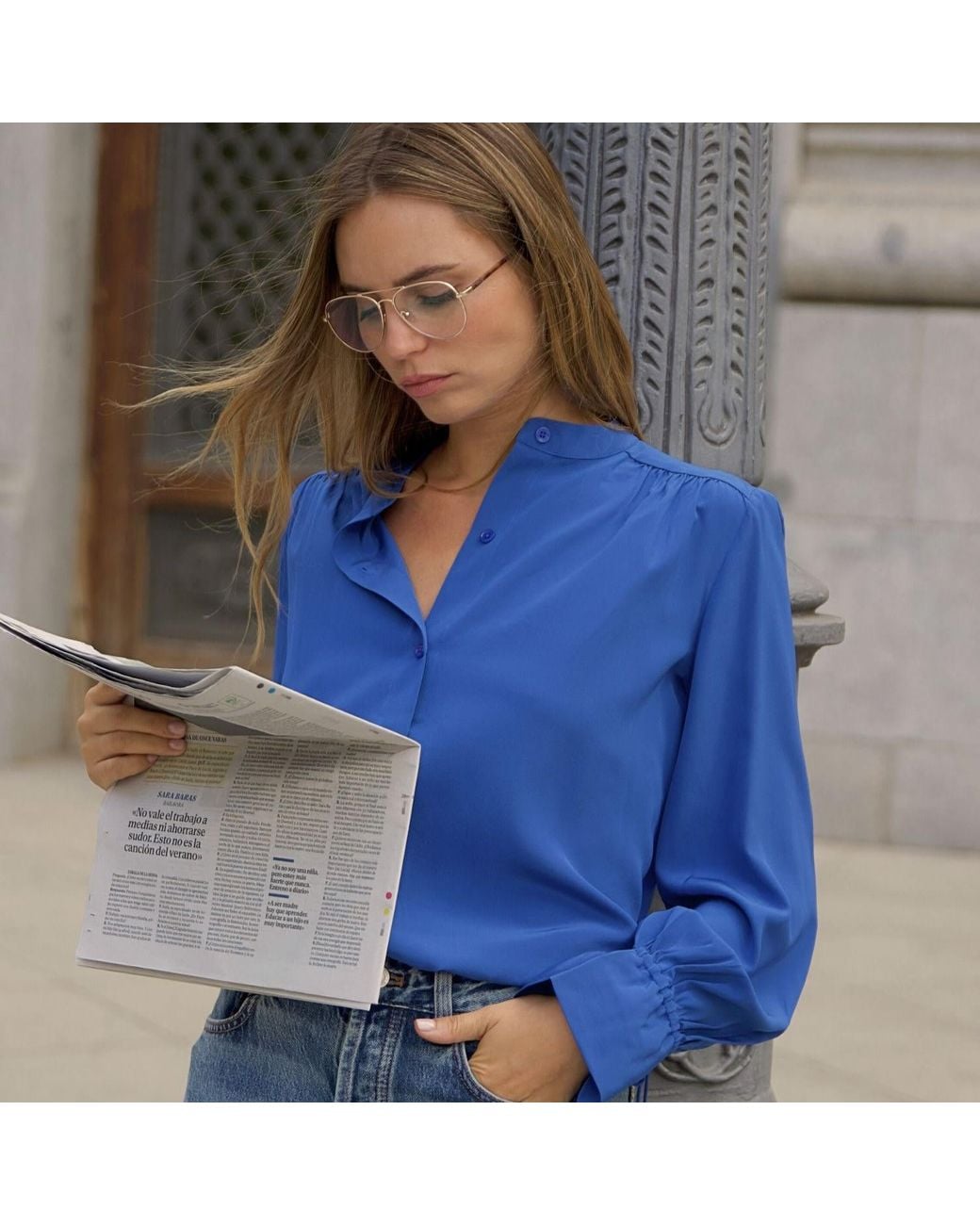 Bel Cashmere Blue Isadora Blouse