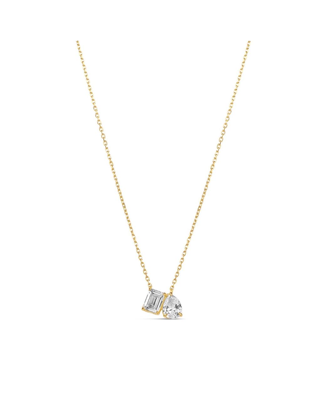 SHYMI Metallic Emerald And Pear Two Stone Necklace