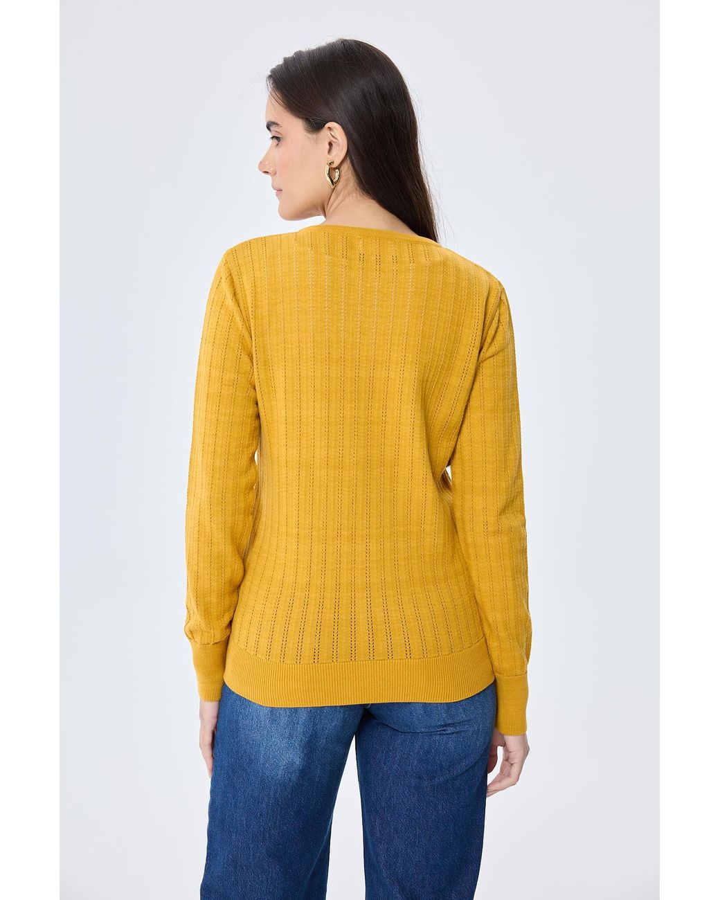 Peraluna Yellow Celine Openwork Knit Cardigan