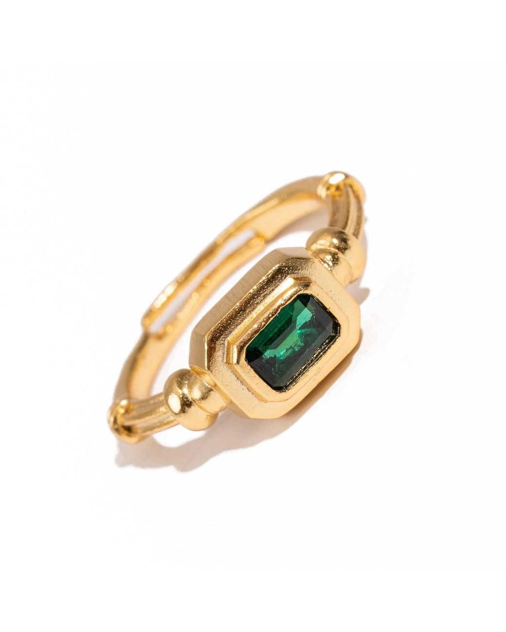Ebru Jewelry White Emerald Glow Minimalist Adjustable Ring