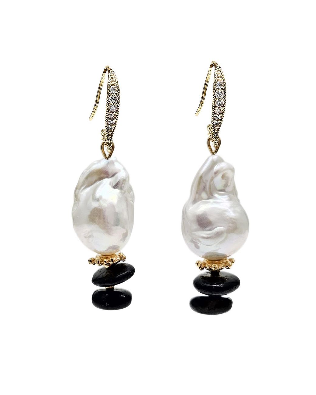 Farra Metallic Timeless Baroque Pearls With Tourmaline Earrings