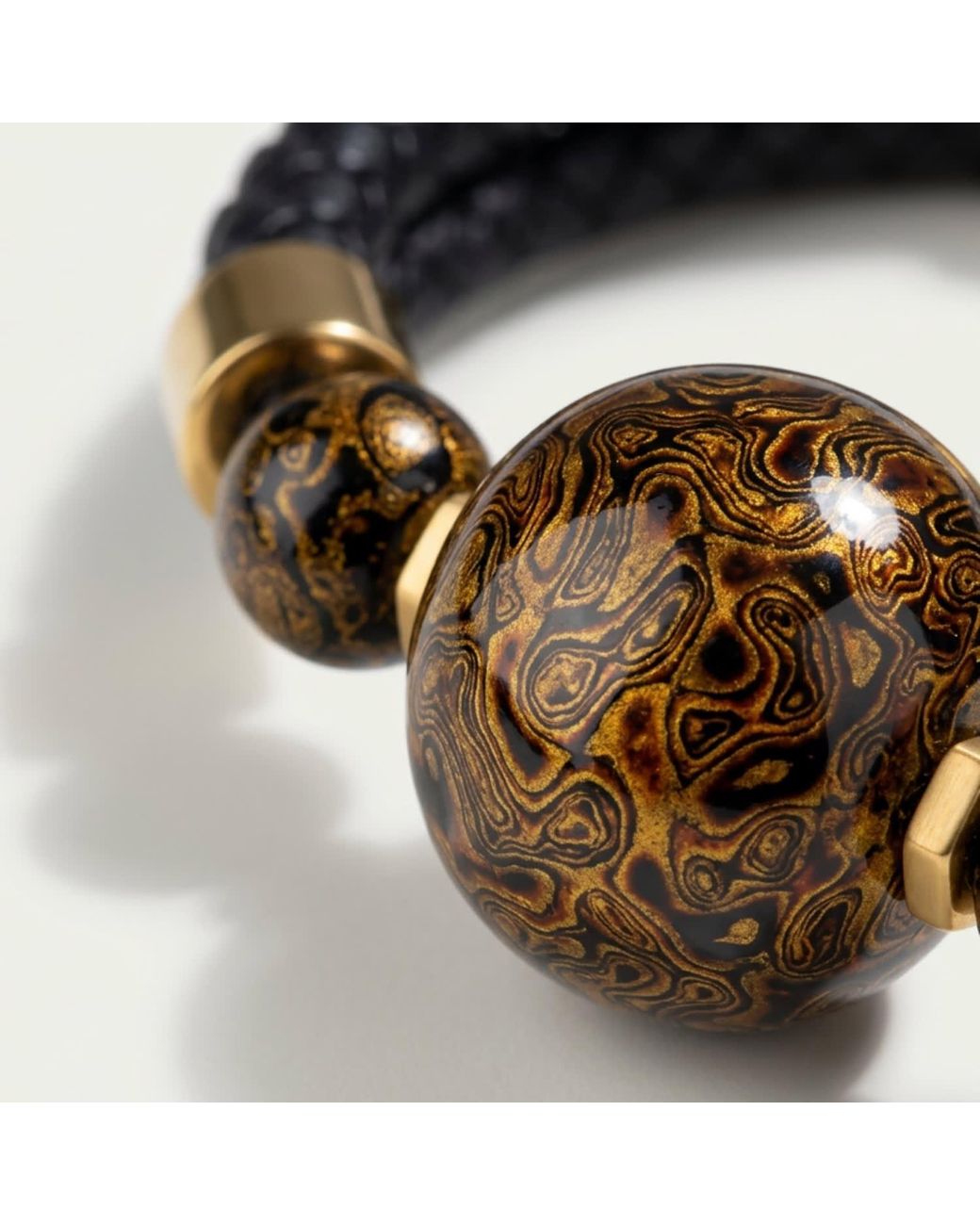 Yieon Multicolor Thriving Lacquered Sandalwood Bead & Leather Bracelet
