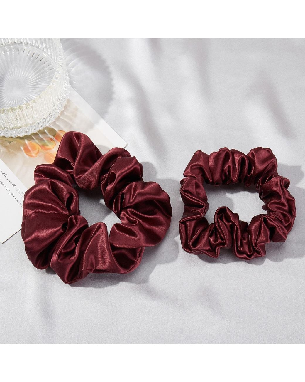 Soft Strokes Silk Red Pure Mulberry Silk Regular Scrunchie Set Of Five