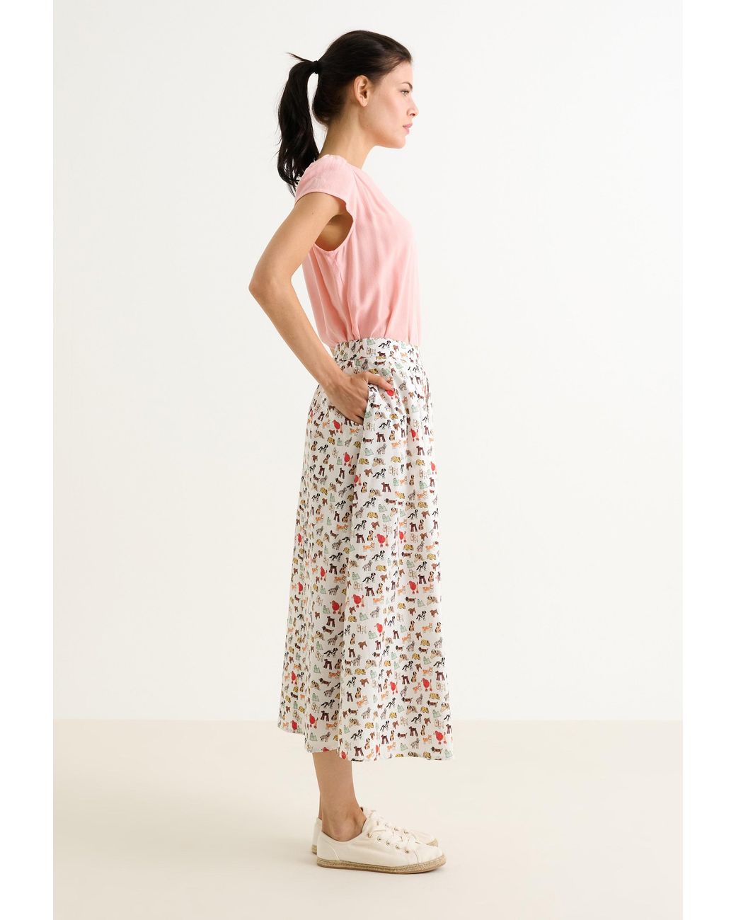 Louche Natural Lizea Dogs Day Midi Shirt