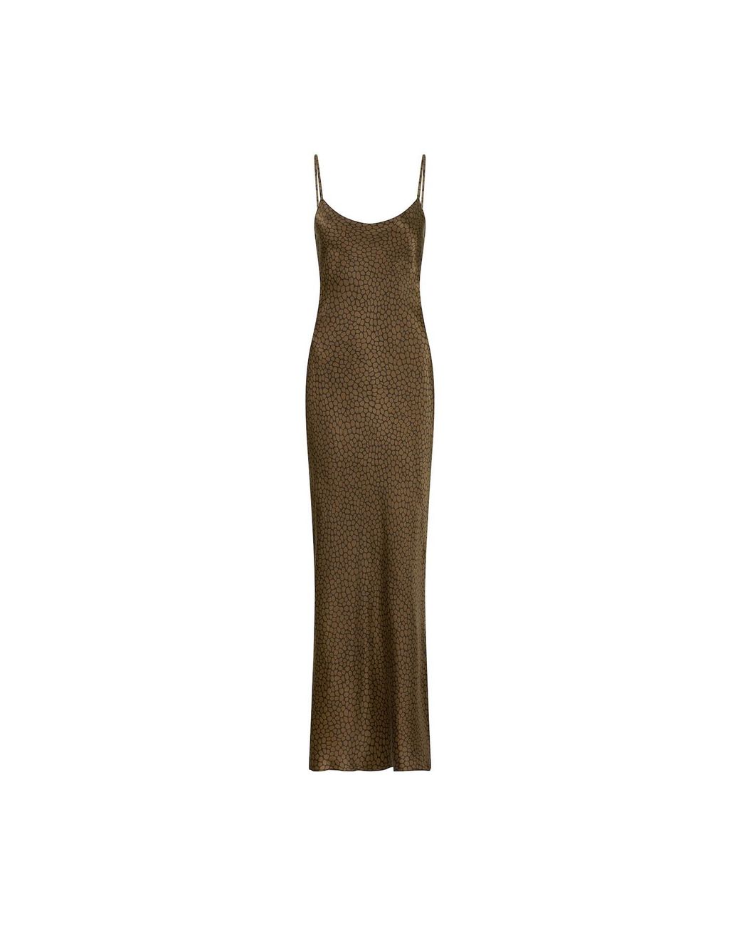 Lily Rou Lily Rou Marina Silk Midi Slip Dress in Brown | Lyst