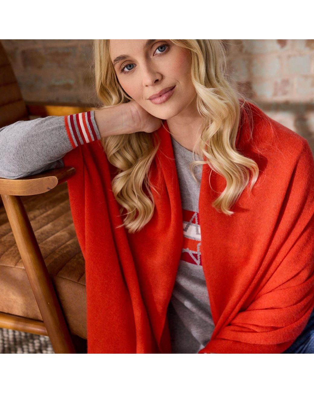 Cove Red Lola Autumn Cashmere Travel Wrap
