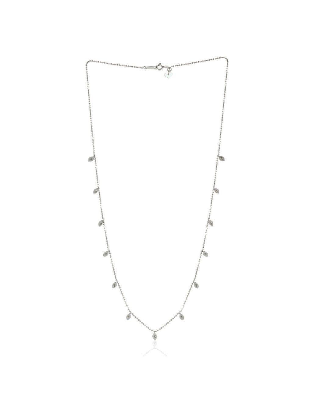 Artisan White 18K Round Diamond Station Chain Necklace