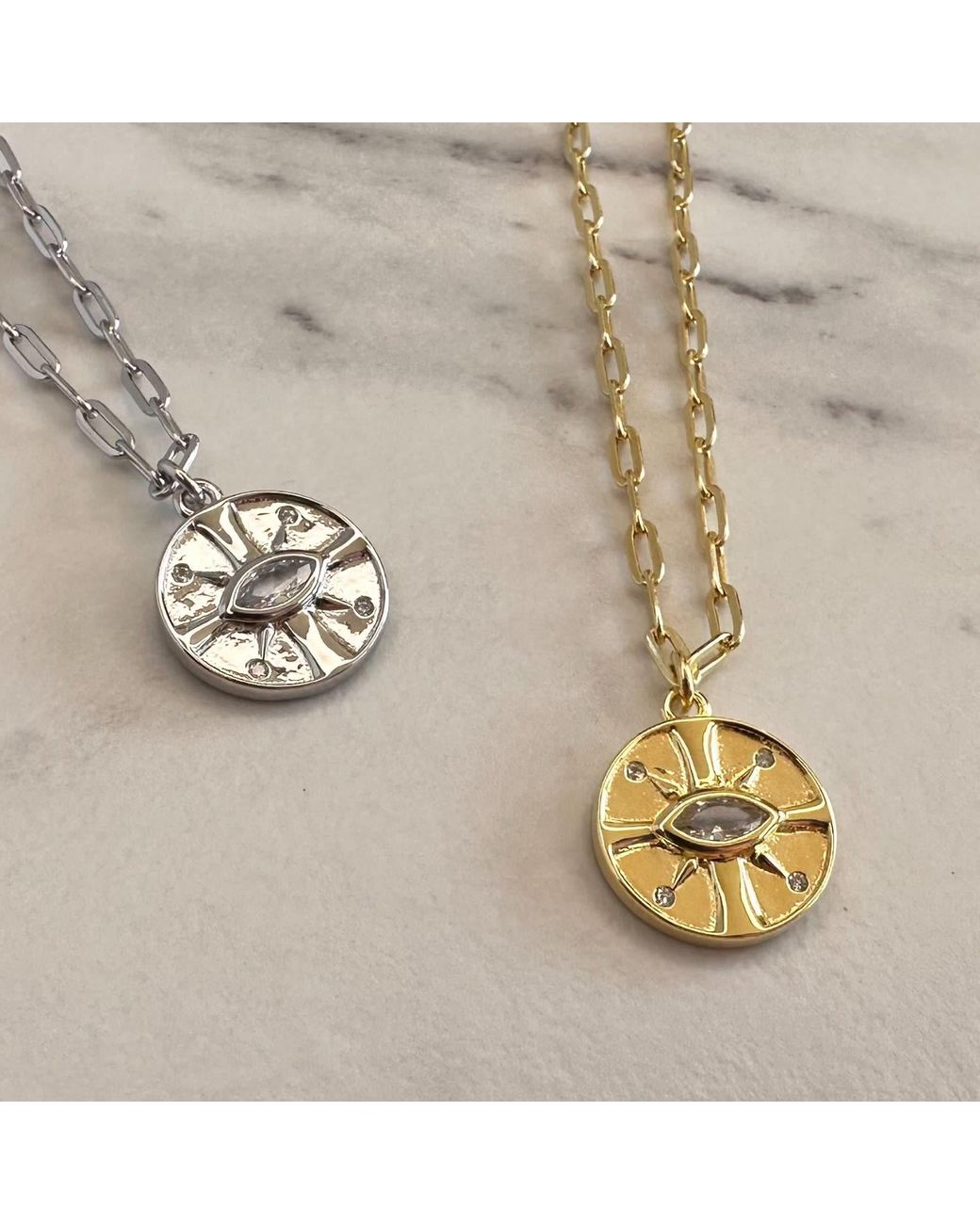 Clemence Wren Metallic Celestial Compass Pendant Necklace