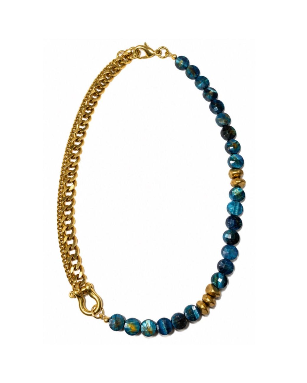 Rachel Nathan Blue Shackle Duo Tiger's Eye Necklace