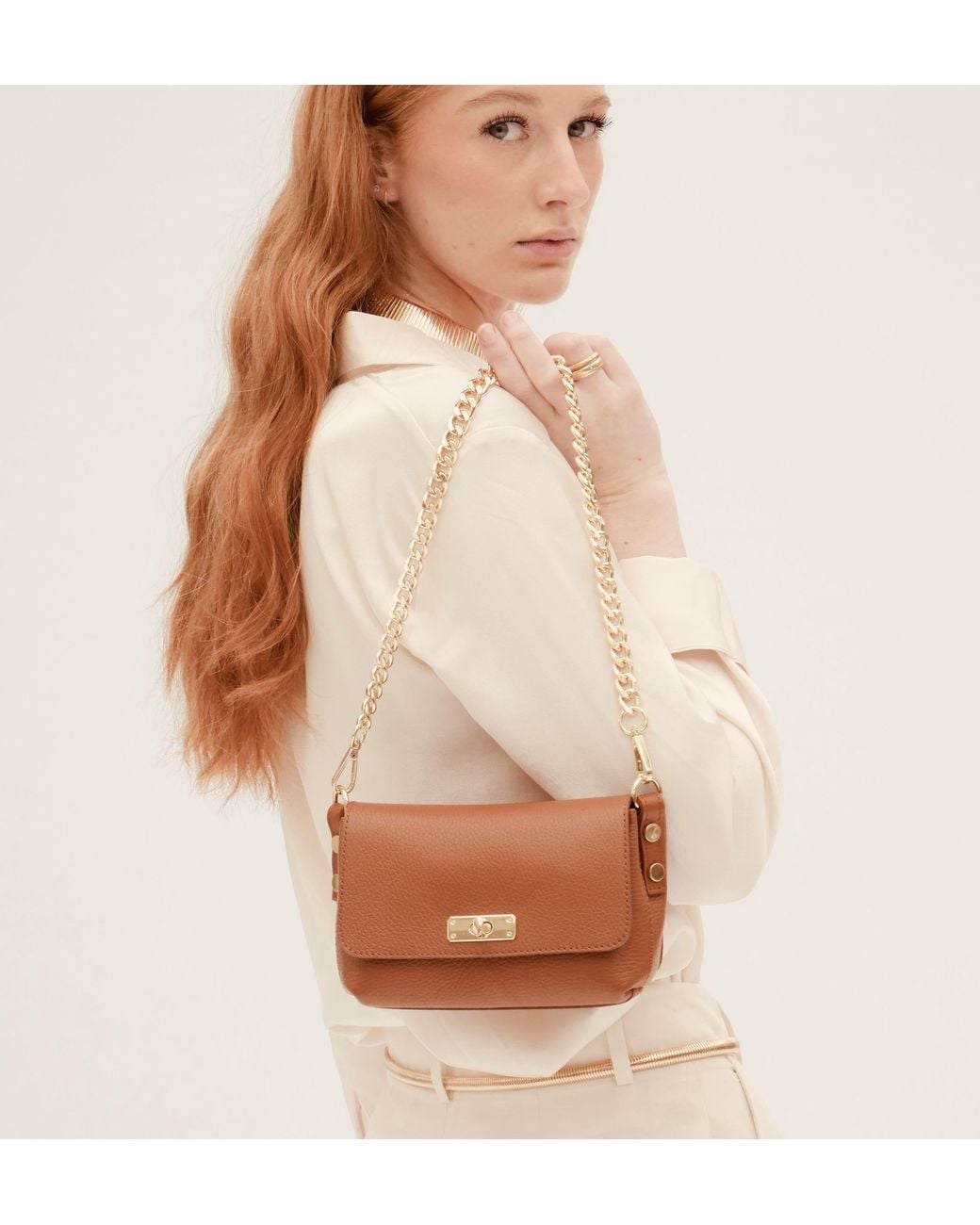 Apatchy London Metallic Slim Flat Shoulder Chain Strap