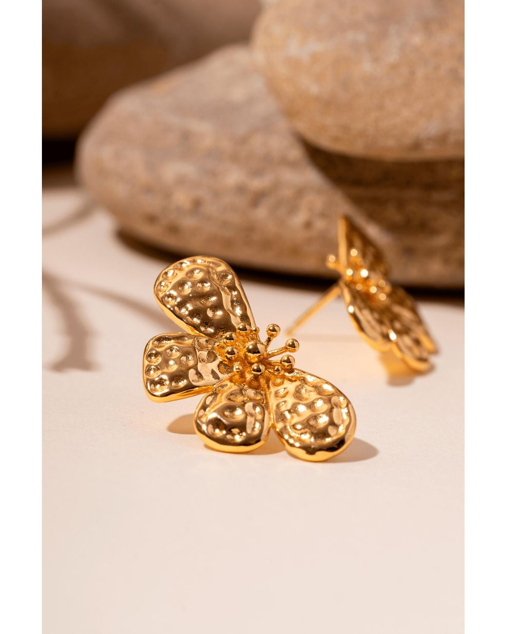Zynnia Collective Metallic Textured Bloom Studs