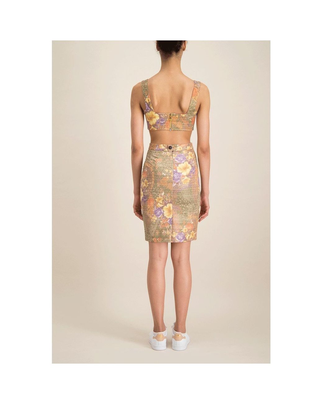 Monique Singh Natural Iconic Ethereal Floral Pencil Skirt