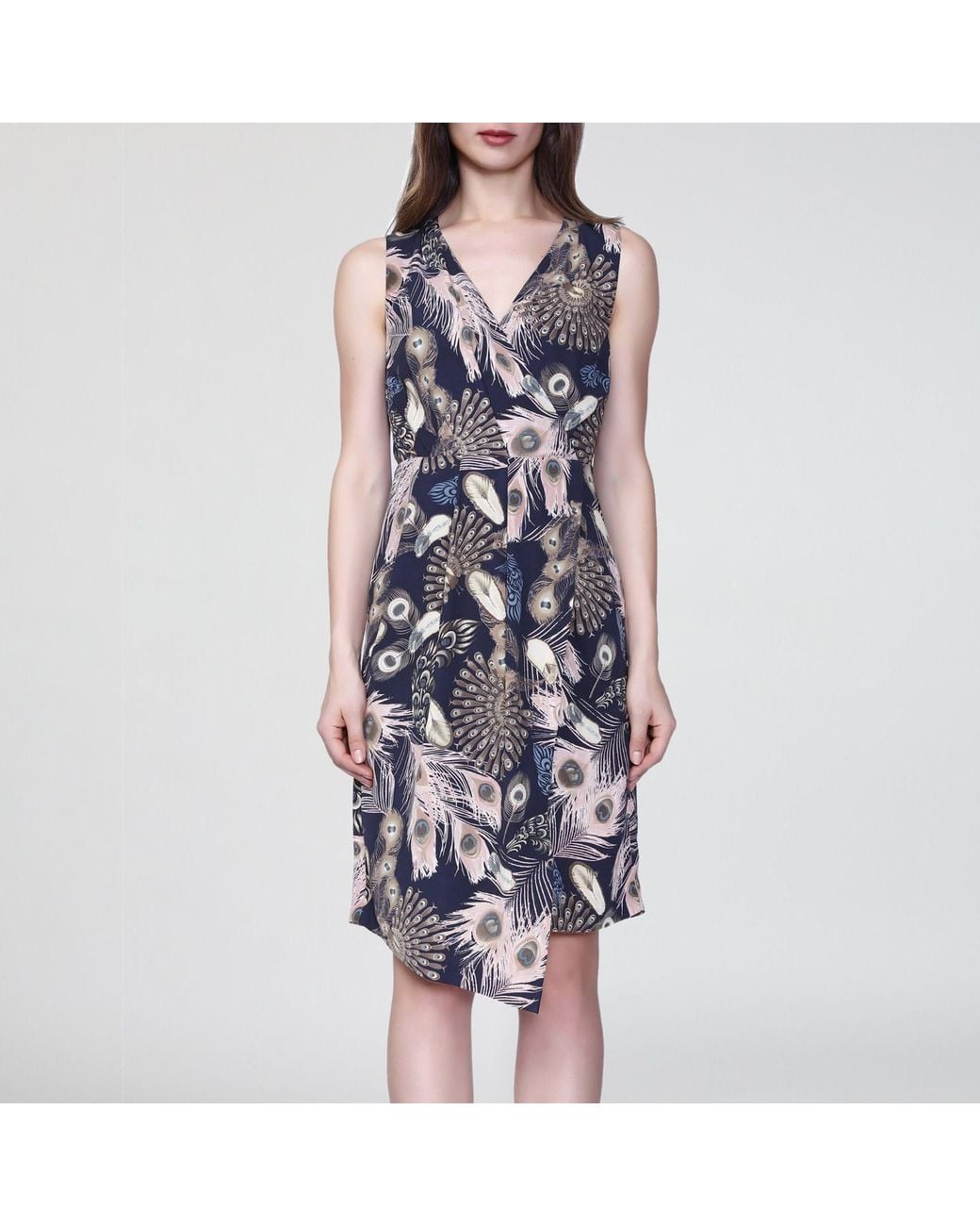 Smart and Joy Black Bohemian Feather Print Dress