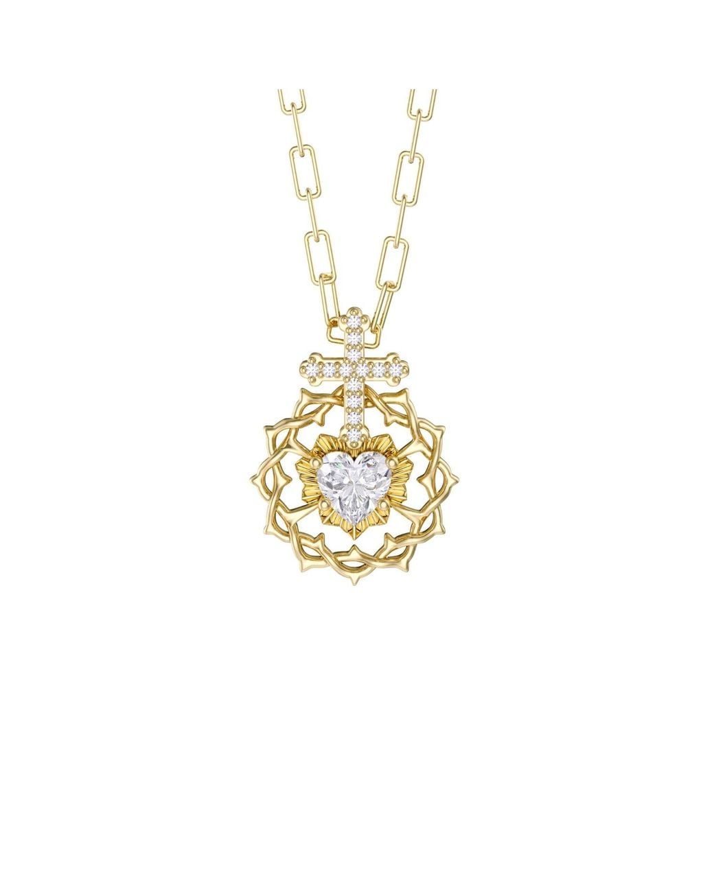 Vanimy Metallic The Sacred Heart Pendant Necklace