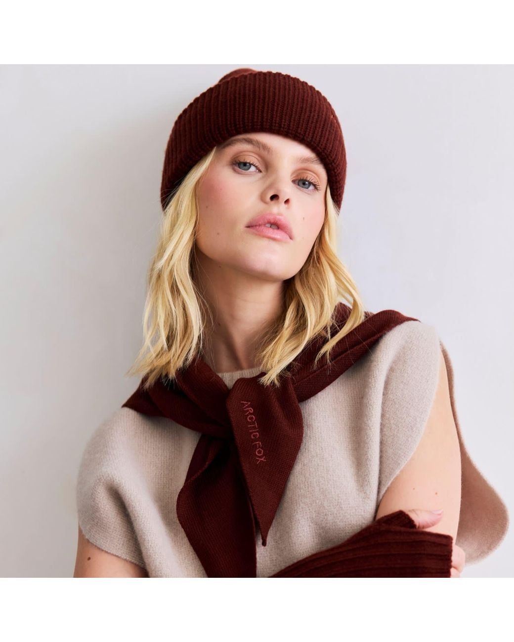 Arctic Fox & Co. Red Merino Wool Triangle Scarf