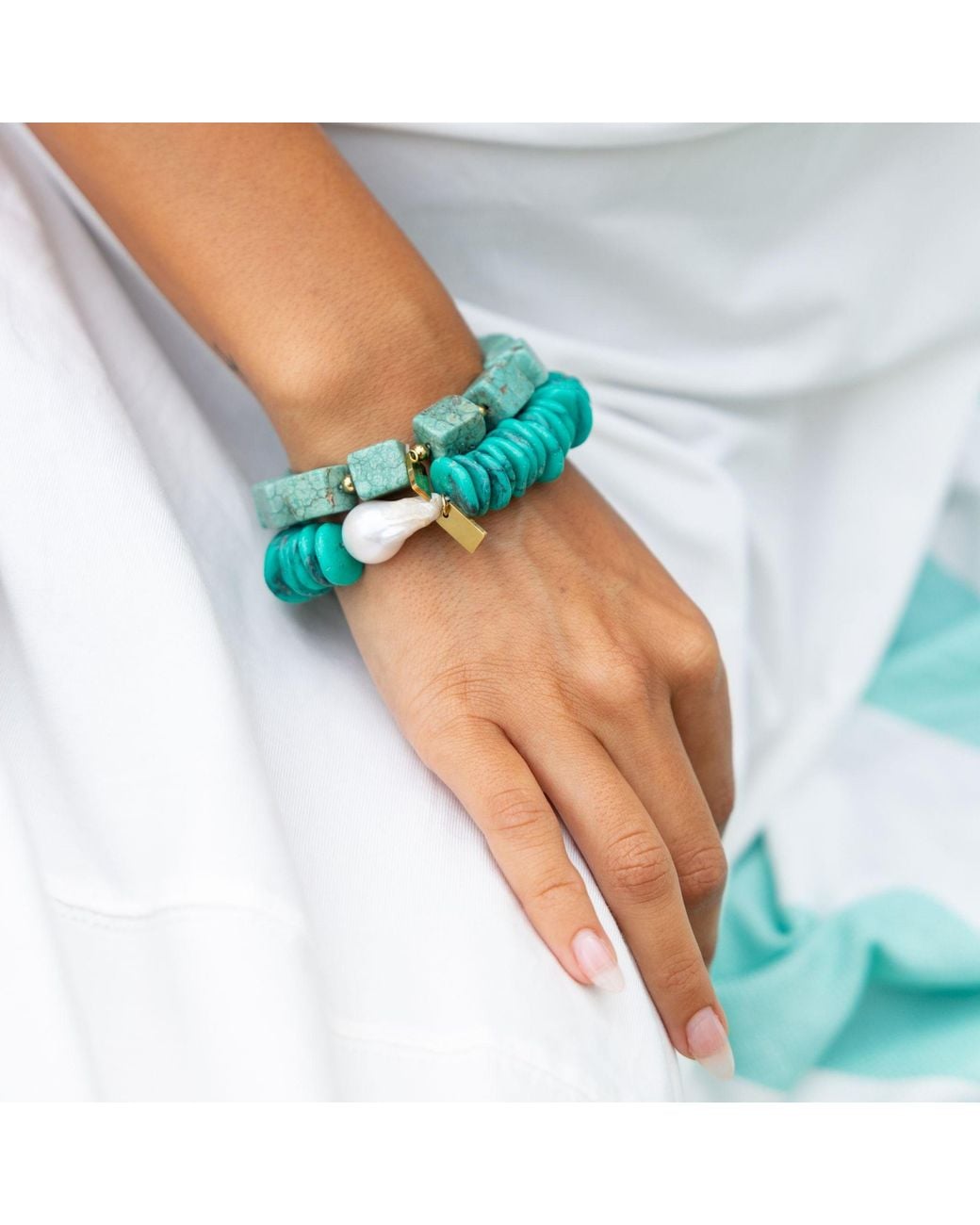 Christina Greene Green Laguna Square Beaded Bracelet